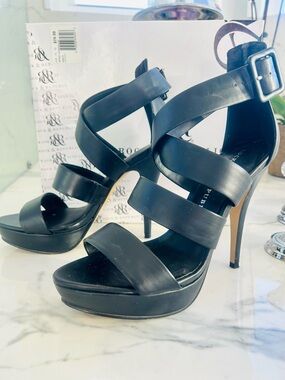Rock & Republic Black Strappy Platform Stiletto Heels